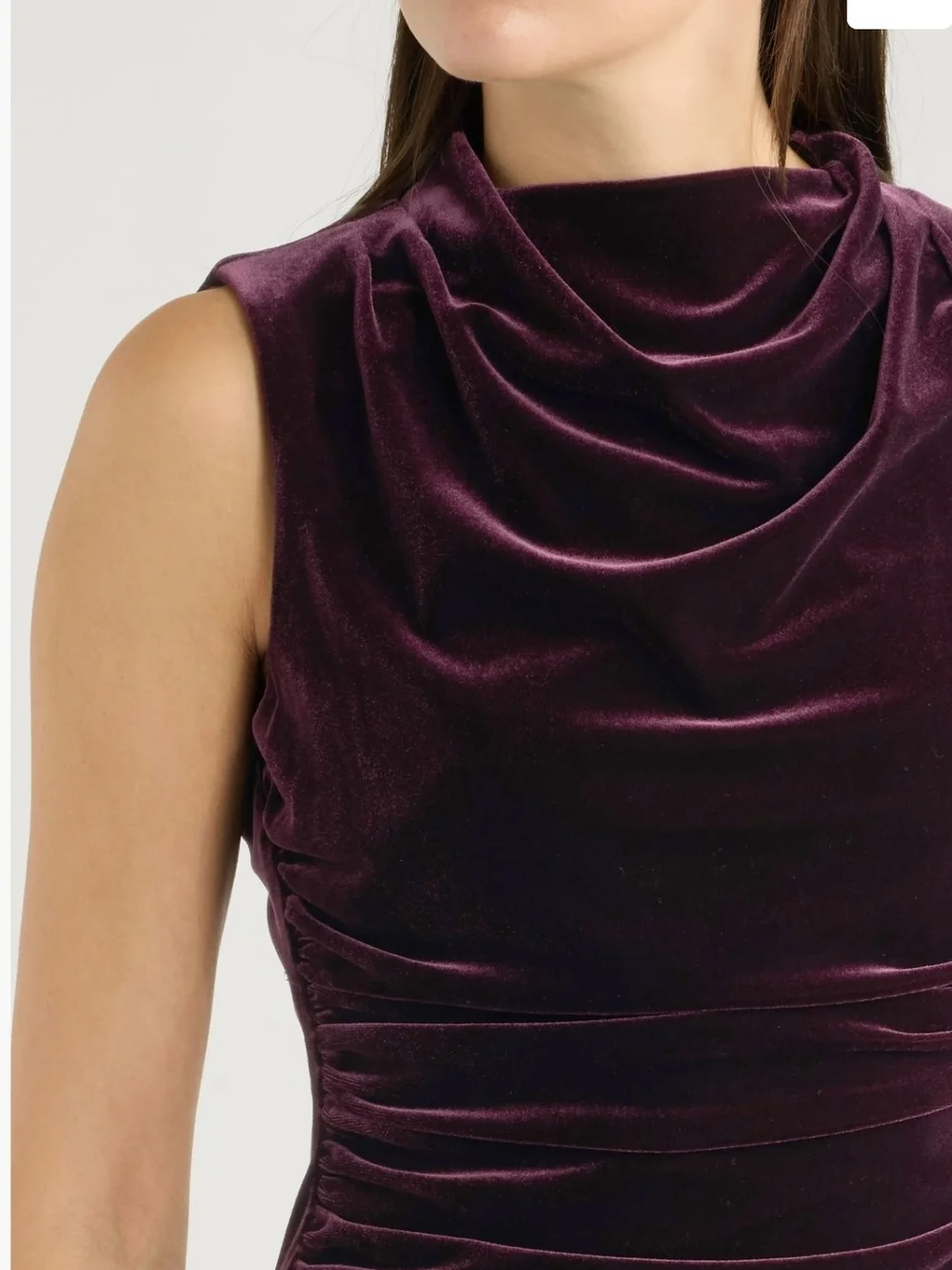 Vince Camuto Velvet Cowl Neck Ruched Midi Dress ✨️ NWT